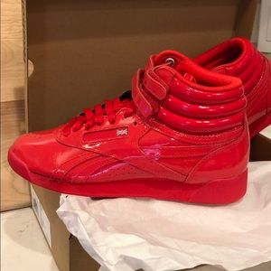 Reebok’s Women’s Freestyle Hightop Patent shoes